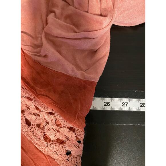 Vintage Ania A Womens Cardigan Size XL Pink Rayon Blend Crochet Trim Fairy Boho - Picture 4 of 6